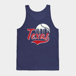 Retro Vintage Texas City Scape Baseball Game For Man Woman Tank Top